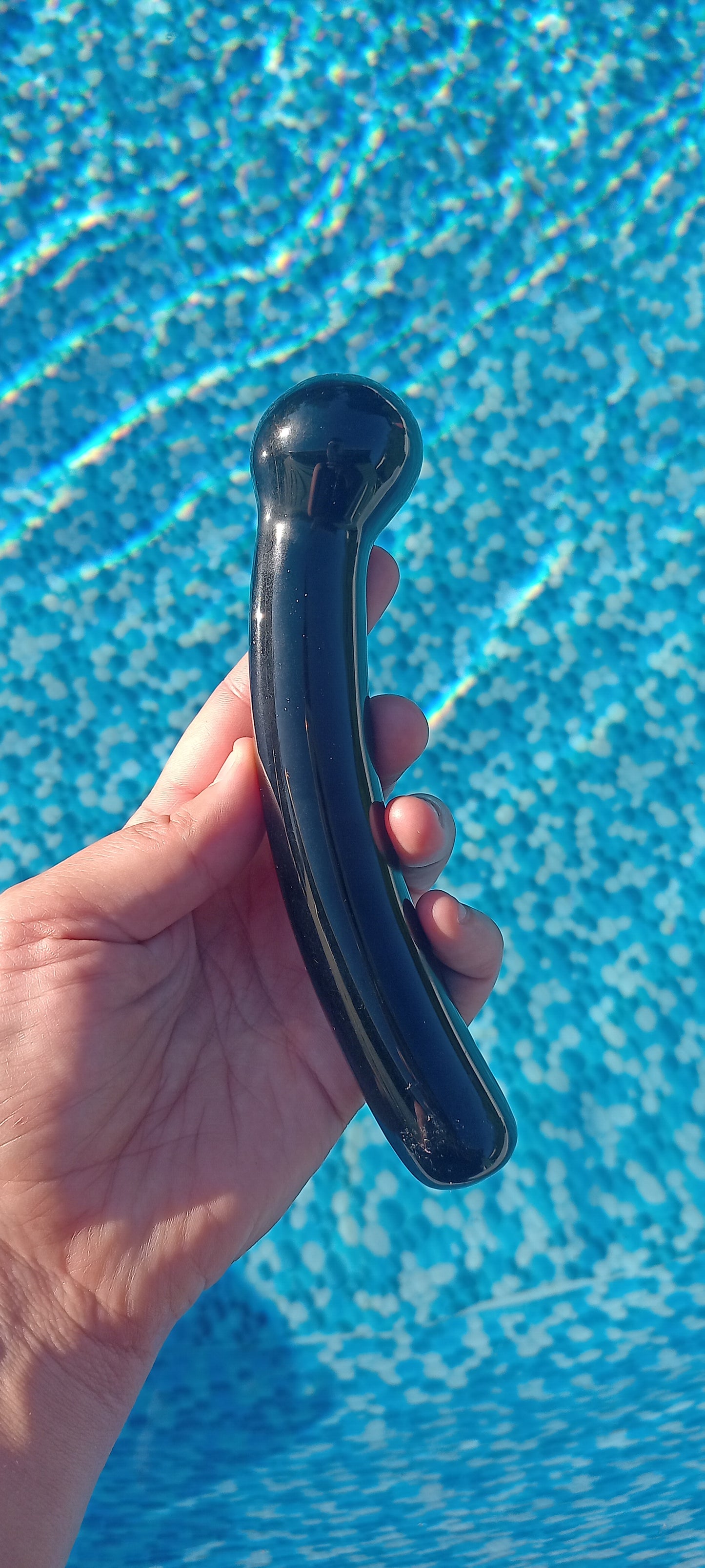 RubyOG Rose Quartz Curved Crystal Pleasure Wand